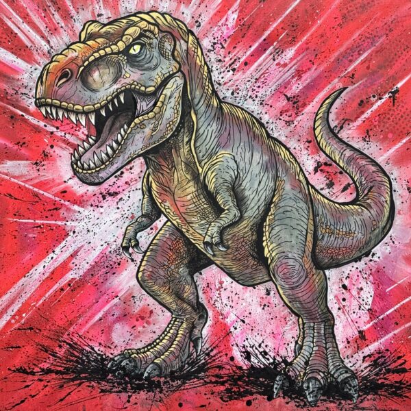 Grrr! Original dinosaur painting by Stephanie Belinda Quinn, named Grrr!